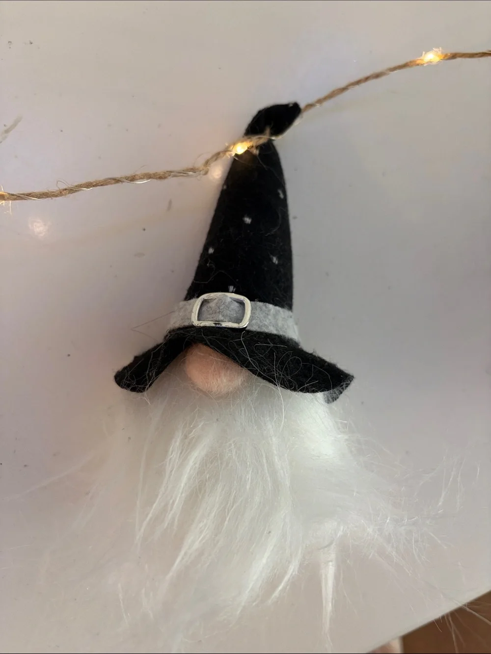 Holiday Halloween Witch Hat Gnome Garland - Black and White